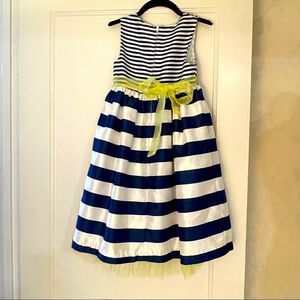 Nanette girl spring dressy fancy party dress size 6x navy white stripes flower